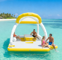Plateforme flottante gonflable avec tente, prix direct usine, personnalisable pour les fêtes aquatiques estivales