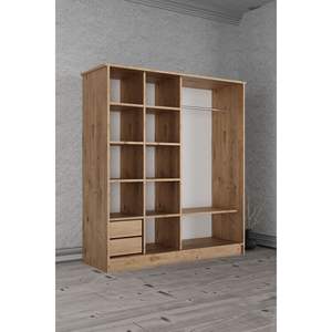 Armoire autoportante moderne en pin Zambak pour hôtels, 11 étagères et 2 tiroirs, meuble de rangement gain de place pour chambre à coucher - Product Image 5