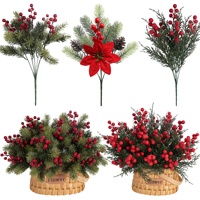 Kunstmatige Kerstbruiloft Kunstbloemen Groenblijvende Stengels - Kunststof Kousenmesh Bloemen Huis Hotel Binnen/Buiten Groen