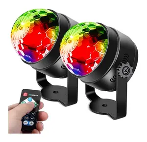 새로운 사운드 활성화 회전 디스코 볼 DJ 파티 조명 3W 3 LED RGB LED 무대 조명 크리스마스 웨딩 사운드 조명