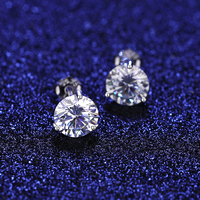 Pendientes CZCITY VVS de 5 mm y 6,5 mm con Diamantes de Imitación para Mujer, 1 Quilate, Moissanita, Chapados en Rodio, Plata 925