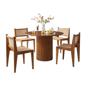 Purelyfeel Bắc Âu rắn gỗ wabi-sabi hộ gia đình mây bàn ăn và Ghế kết hợp nhà hàng sáng tạo bàn tròn - Product Image 3