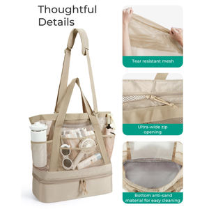 Bolso <span class=keywords><strong>de</strong></span> playa <span class=keywords><strong>de</strong></span> nailon KEEP PERFECT <span class=keywords><strong>para</strong></span> mujer, bolso <span class=keywords><strong>de</strong></span> malla con cierre <span class=keywords><strong>de</strong></span> cremallera y ajustable <span class=keywords><strong>para</strong></span> natación/crucero/piscina - Product Image 5