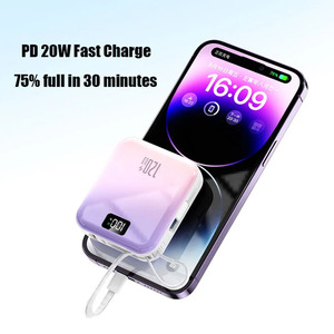 20000mAh 120W siêu nhanh sạc điện ngân hàng Gradient màu mini mỏng được xây dựng trong 2 cáp sạc di động cho iPhone Samsung - Product Image 4