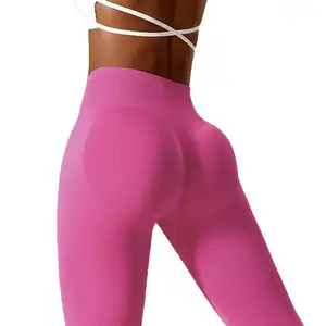 2024 hot selling Workout Gym Scrunch Butt Tight Sports Nylon High Waist Yoga Pants Crossover Leggings For Women