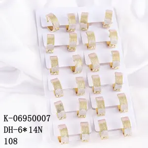 Wholesale Fashion Huggie Earring Custom Jewelry Aretes Y Accesori Por Mayor 14K Gold Plated Tricolor Women Plain Hoop Earring