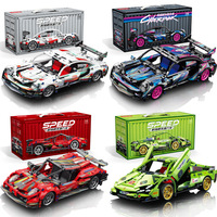Juguete Educativo de Plástico ABS de Alta Calidad, Bloques de Construcción de Coche Deportivo Green Bull, Modelo de Coche de Carreras para Armar, Regalos DIY