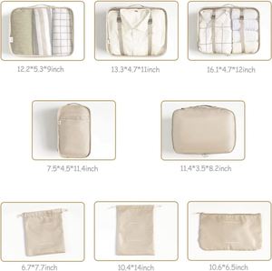 Customized <b>9</b>-Piece Eco-Friendly Makeup Travel Luggage Organizer Set Waterproof PVC Mesh Cosmetic Compression <b>Cubes</b> Polyester - Product Image 4