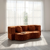 Canapé moderne en velours Teddy compressé sous vide avec couche de coton aérobie 180T, canapé enroulable pour petit appartement