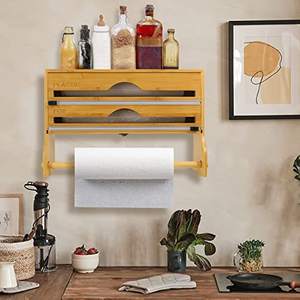 Distributeur de <span class=keywords><strong>papier</strong></span> d'emballage 4 en 1 et porte-serviettes en bambou Distributeur de <span class=keywords><strong>papier</strong></span> d'<span class=keywords><strong>aluminium</strong></span> et de <span class=keywords><strong>papier</strong></span> ciré Organisateur de <span class=keywords><strong>papier</strong></span> d'<span class=keywords><strong>aluminium</strong></span> et de plastique avec coupeur - Product Image 6