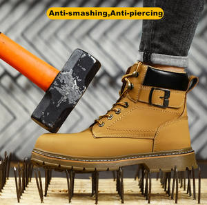 รองเท้าบูทหนังอุตสาหกรรมสำหรับผู้ชาย,รองเท้าบูททำงานหัวเหล็กกันลื่นสำหรับวิศวกร - Product Image 6