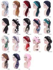 Venta al por mayor último de alta calidad cómodo suave elástico transpirable Mujer turbante sombrero imitación seda satén Durag