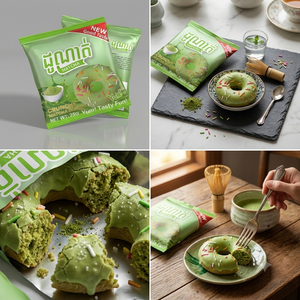 <span class=keywords><strong>Donuts</strong></span> au goût matcha en gros, délicieux <span class=keywords><strong>donuts</strong></span> sucrés, personnalisation OEM disponible pour les collations et les desserts - Product Image 1