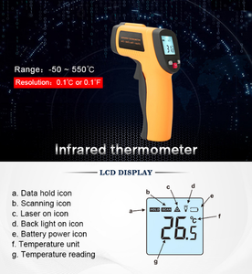 Termômetro Infravermelho a Laser Sem Contato GM550, Pirômetro Industrial, Medidor de Temperatura a Laser <span class=keywords><strong>IR</strong></span>, Pistola de Medição de Temperatura 40% - Product Image 4