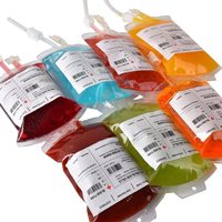 Sac de sang d'Halloween Nicro à double tube 350 ml, pochette à boisson, jus concentré, pack énergétique, accessoires de vampire, sac en PVC, fournitures de fête