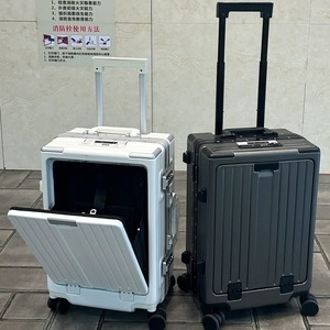 Valise trolley à ouverture frontale avec cadre en aluminium, 20 pouces, avec porte-gobelet, durable, pour voyages d'affaires, pour hommes - Product Image 2