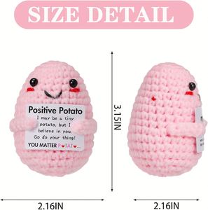 Cadeaux d'anniversaire amusants pour femmes : Pomme de terre positive en crochet faite à la main avec carte d'encouragement – Cadeau inspirant en forme de pomme de terre tricotée - Product Image 2