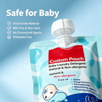 Pochette à bec verseur sans BPA et anti-fuite pour soins de bébé, sac d'emballage personnalisé à haute barrière pour détergent liquide à lessive