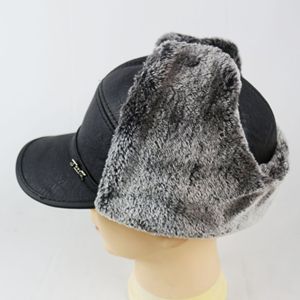 <b>Flat</b> Cap With Faux Fur Lining Black And Gray Warm Windproof Winter Outdoor <b>Hat</b> Unisex Casual Style - Product Image 3