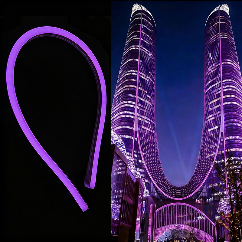 Lfb1617 Dc 24v Dmx 512 Rgb Silicone Flex Led Strip Light Architectural Facade Flexible Led Pixel Neon Light for Hotel