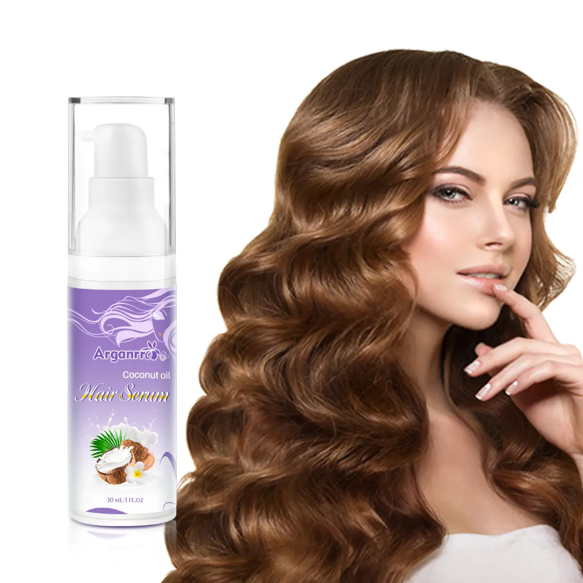 Serum Rambut alami penghalus penutrisi minyak kelapa Argan kustom untuk rambut keriting dan kering