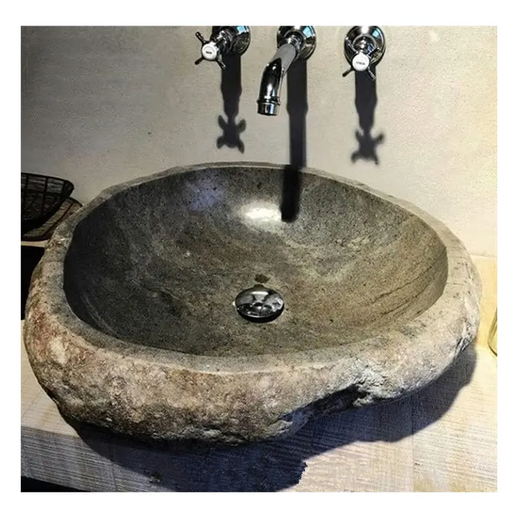 SHIHUI River Stone Vessel Sink prezzo a buon mercato Natural Marble Vanity Top River Stone lavabo per controsoffitto