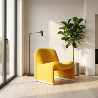 Sillones de Tela Amarilla de Lujo Ligero 2026 para Sala de Estar, Muebles Personalizados para el Hogar, Sillón Individual Tapizado Moderno y Suave