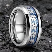 Guangzhou Trendige Modische Ringe 8mm Wolfram Vergoldeter Ring Paar-Ehering Herrenring mit Zirkon-Einlage Glücksbringer Vierblättriges Kleeblatt