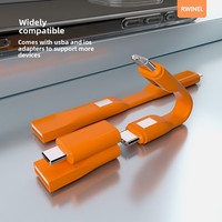 Cable de Datos Versátil Cuatro en Uno de 8 cm, USB-C a USB-C y USB-A a USB-C, Carga Rápida de 60 W, Simple y Conveniente, Tipo Llavero, Ideal para Viajes