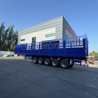 Semi-remorque en acier HYT 60T à 3 essieux avec suspension robuste pour le transport de bétail, remorque à parois latérales pour animaux