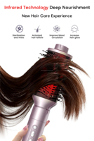 Brosse sèche-cheveux infrarouge 7 en 1 améliorée, double tension, multi-styler professionnel pour boucler, volumiser et lisser