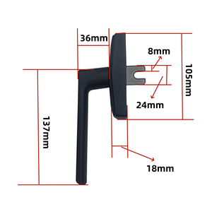 Poignée de fenêtre moderne noire à ouverture extérieure, intégrée au moustiquaire, rotative gauche-droite, pour fenêtre à battant en verre - Product Image 5