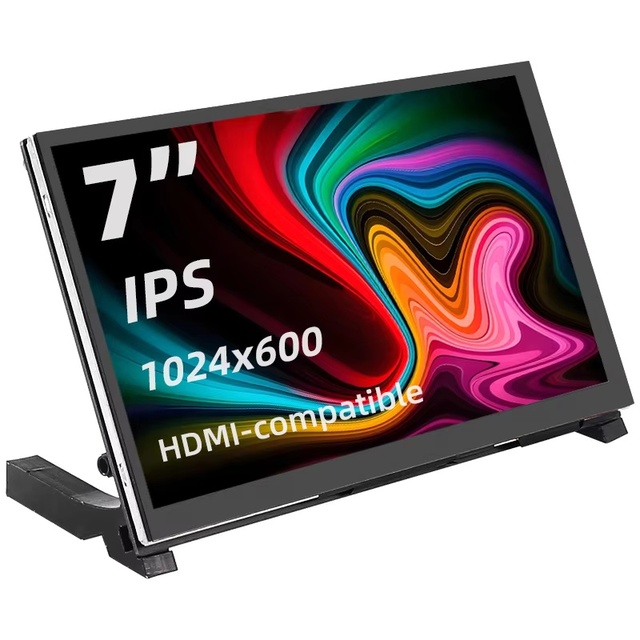 7 Inch Portable Display IPS LCD Capacitive Touch Screen 1024x600 Monitor without Speaker for Raspberry Pi 5 4B 3B+ Laptop PC