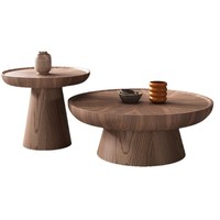 Table basse ronde en bois massif de style Wabi-Sabi, salon, maison, petit appartement, design artistique créatif, haut de gamme, moderne