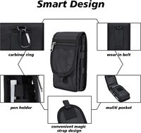 Étui de téléphone universel pour iPhone 15 Pro Max 14 Plus 13 12 11 étui de ceinture en nylon pour téléphone portable, pochette de transport, porte-cartes