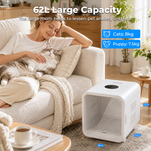 เครื่องอบแห้งสัตว์เลี้ยงอัตโนมัติ 62 ลิตร เครื่องอบแห้งสำหรับกรูมมิ่งในร่ม อุณหภูมิคงที่ เสียงเบา สำหรับแมวและสุนัขพันธุ์เล็ก - Product Image 5