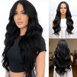 Peluca Larga Rizada al por Mayor con Fibra 100% Resistente al Calor, Peluca <span class=keywords><strong>de</strong></span> Encaje en Forma <span class=keywords><strong>de</strong></span> U con Ondas Grandes y Efecto Ondulado - Product Image 1