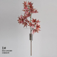 Nouvelle branche d'érable japonais en soie imprimée en 3D, 85 cm, rouge automnal poussiéreux et jaune, écologique, pour la décoration intérieure, mariages et Noël