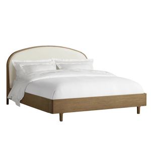 Cadre de lit double en bois massif de style américain fait à la main avec tête de lit rembourrée douce - Product Image 1