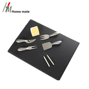 Usine directe 40*30cm ensemble de plateau de service Rectangle naturel plat en <span class=keywords><strong>ardoise</strong></span> écologique avec couteau et craies - Product Image 2
