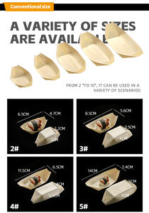 Barco de madeira de sushi de venda quente, barco/cone/prato de madeira de pinho natural descartável biodegradável e ecológico para festas - Product Image 3