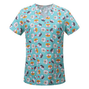 Uniforme de enfermera estampado de secado rápido elástico de dos piezas para mujer de Cirugía Dental europea y americana <span class=keywords><strong>Amazon</strong></span> - Product Image 5