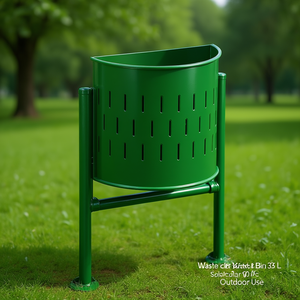 Cestino per Rifiuti Semicircolare 30 L Verde per Uso Esterno - Product Image 3