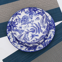 Ensemble de 12 assiettes à dîner en porcelaine de Chine au design moderne de luxe, utilisables au micro-ondes, vaisselle de table pour la maison, vente en gros de bols en céramique