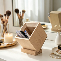 Porte-stylo en bois massif en noyer poli à la main avec base cubique inclinée pour bureau, organisateur d'accessoires de papeterie de bureau