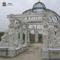 Gazebo en marbre personnalisé pour l'extérieur, rectangulaire, style grec Caryatid, colonnade classique, pavillon de jardin en pierre, fabricant OEM, vente en gros