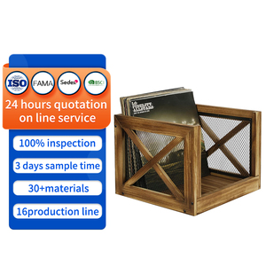 Rustic Solid wooden Storage Crate Open Face Design Record Holder wooden paper holder for Bathroom or toilet