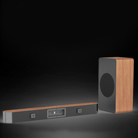 Barre de son en bois 60W HiFi Surround Sound avec caisson de basses BT 5.3, 2.0 canaux, pour TV, ordinateur de bureau et jeux vidéo