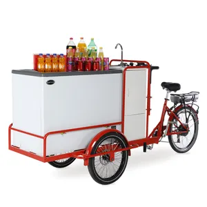 Mobiele Motor Elektrische Pedaal Cargo Bike Ijs Fiets Ligfiets Trike Ijs Driewieler Trailer Voedsel Winkelwagen Cargo Bike