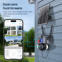 Caméra de surveillance PTZ panoramique extérieure SECTEC HD 6MP avec double objectif, projecteur, réseau 4G et batterie solaire